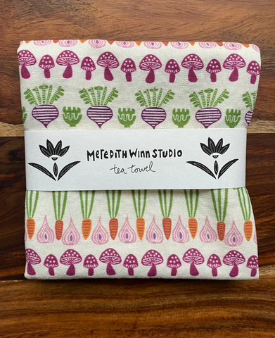 Linen Tea Towel - Veggie Garden