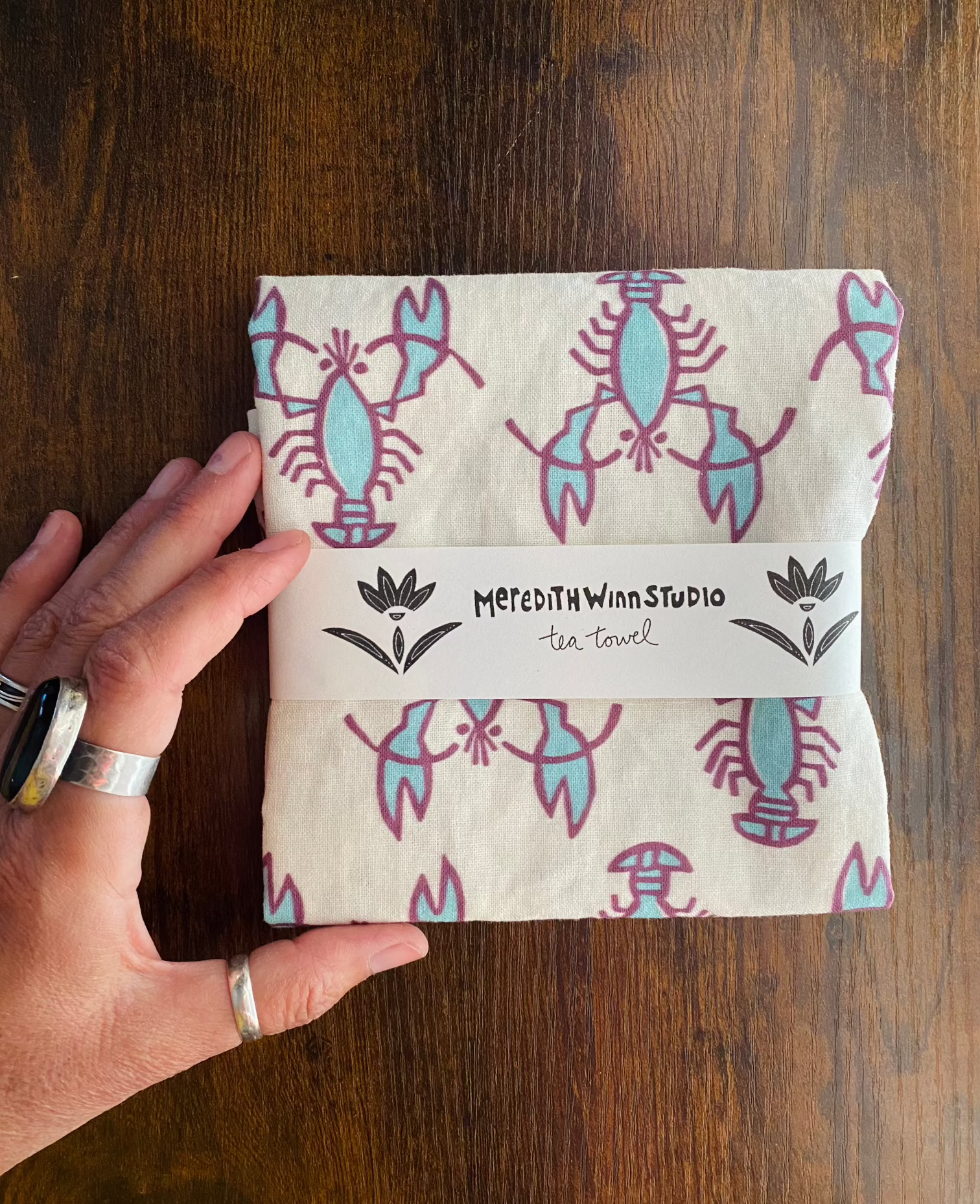 Linen Tea Towel - Blue Lobsters