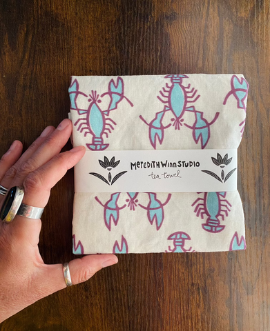Linen Tea Towel - Blue Lobsters