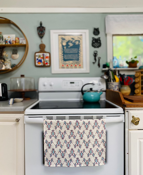 Linen Tea Towel - Blue Lobsters