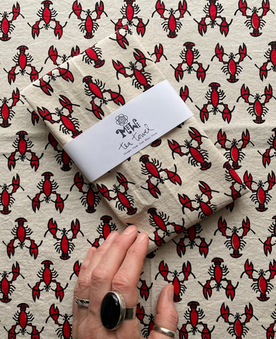 Tea Towel - Lobsters Red