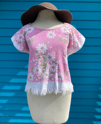Terry Top (pink flowers) - size M/L