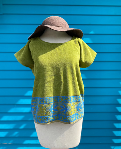 Terry Top (blue hem on green) - size L/XL