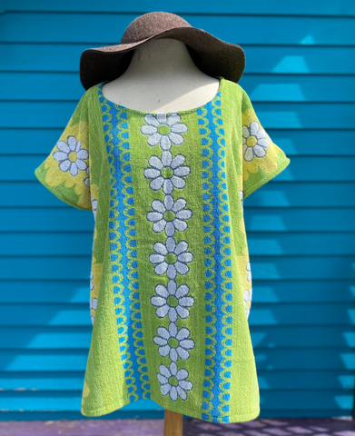 Terry Swim Cover-up (green daisies)