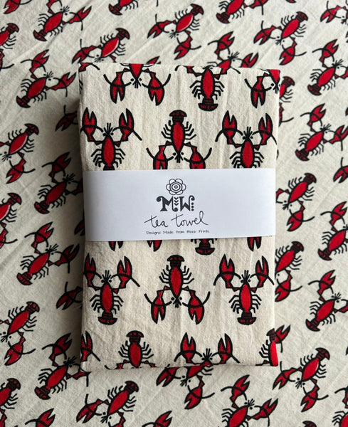 Tea Towel - Lobsters Red