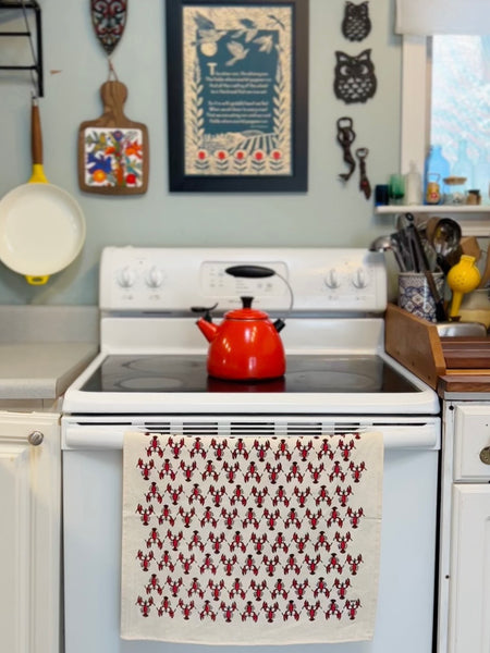 Tea Towel - Lobsters Red