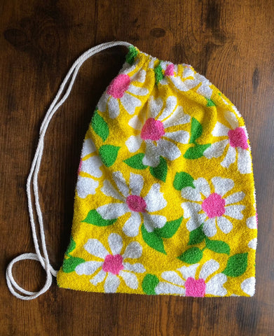 Drawstring Bag - Yellow/Pink flowers