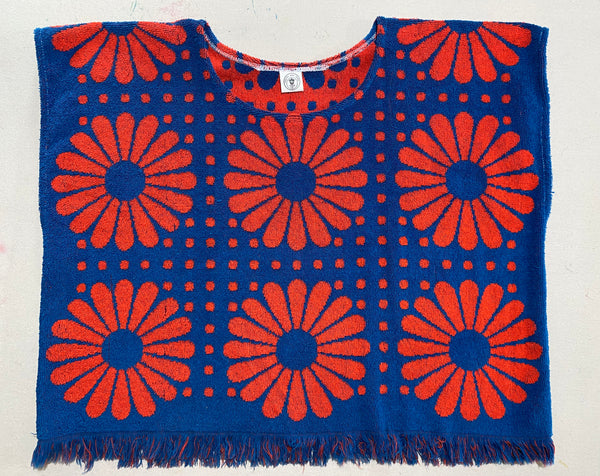 blue/red flower terry top - size M/L