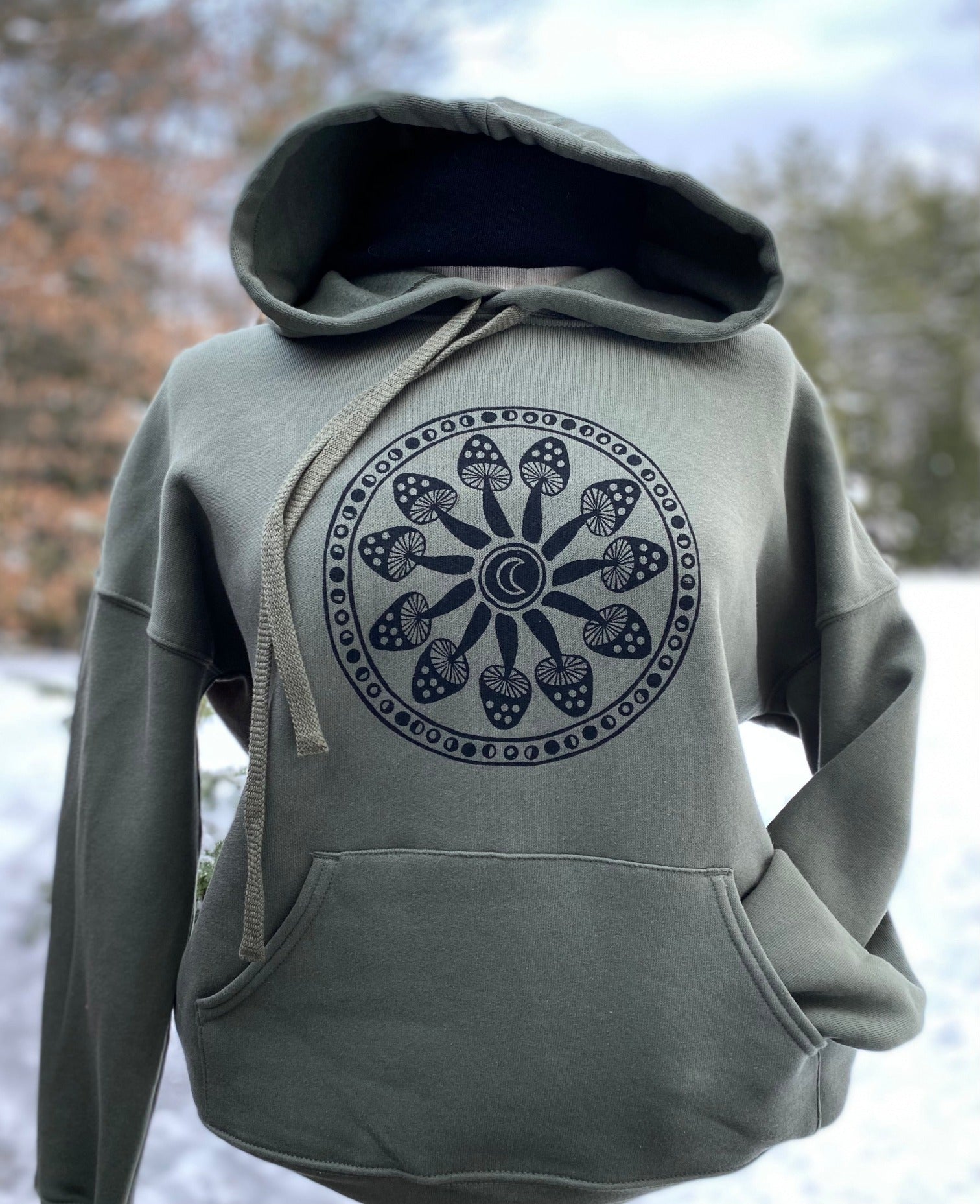 Mushroom hoodie sweatshirt (olive)