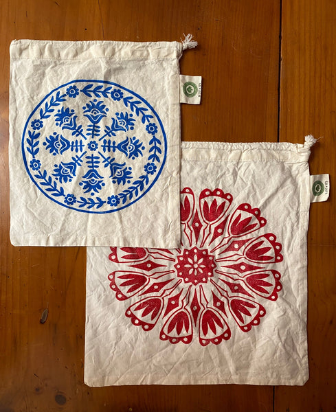 project bags - floral folk (set of two)